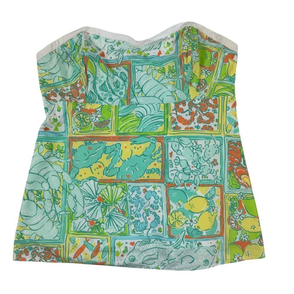 Lilly Pulitzer Merianne Just Add Lemons Sleeveless Tube Top Babydoll 10 Y2K FLAW